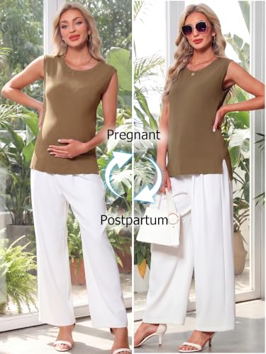 Womens Maternity Tank Top Sleeveless Knit Pullover Tops Basic Knit Summer Sweater Casual Shirts 2026 - color: Coffee, size: Small