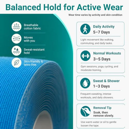 Kinesiology Tape 4 Rolls (2"+1") Dual Width Sports Tape - size: 2IN+1IN