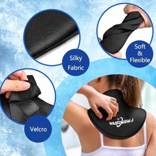 Reusable Neck Ice Pack Wrap - Hot Cold Therapy Gel Pack for Neck Shoulder Pain Relief, Adjustable Velcro Strap, Soft Lycra Fabric, Flexible Cervical Cold Compress for Injuries Recovery
