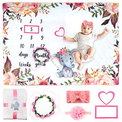 Baby Monthly Milestone Blanket 6 Pcs Photography Prop Set 60''x40''