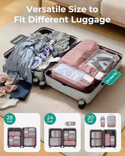 BAGSMART Compression Packing Cubes for Travel Essentials - color: Brier Rose, size: Set of 6