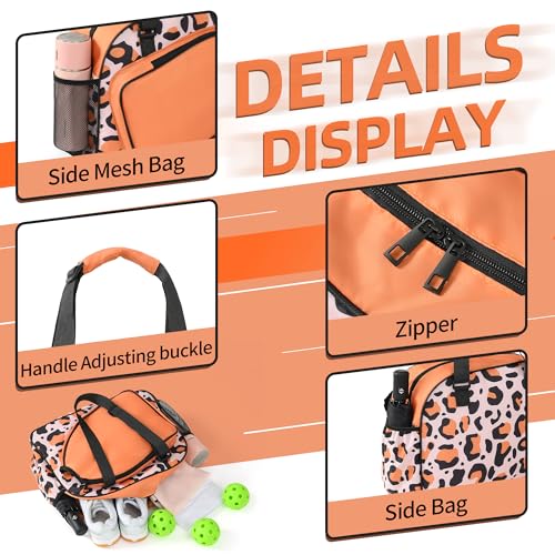 Boulder Bee Pickleball Tote Bag for Women with Paddle Holder - color: Brown leopard