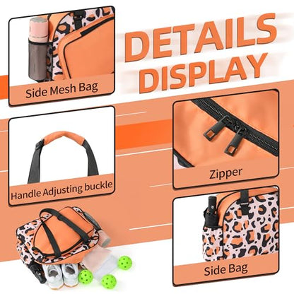 Boulder Bee Pickleball Tote Bag for Women with Paddle Holder - color: Brown leopard
