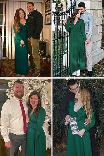 OUGES Women's Warp Pockets Maxi Fall Winter Cocktail Formal Dress 2026 - color: A-green, size: 4X-Large