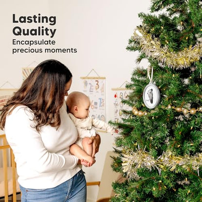 Inkless Baby Hand and Footprint Kit, Two-Sides Ornament (Oval/Silver) - color: Oval/Silver