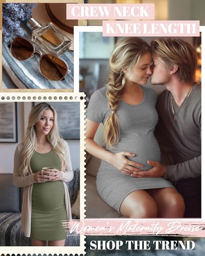 Riyiper 3 Pack Womens Maternity Short Sleeve Dresses - color: Black, Army Green, Light Heather Gray, size: Medium