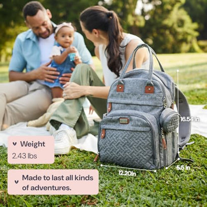 BabbleRoo Diaper Bag Backpack - Baby Essentials Travel Tote - Multi function Water Resistant Diaper Bag, Travel Essentials Baby Bag with Changing Pad, Stroller Straps & Pacifier Case - Light Blue - color: Light Blue, size: Large