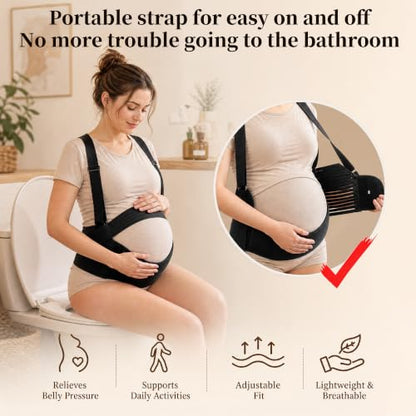 Pregnancy Belly Band, Pregnancy Support Belt, Black, X-Large - color: Black, size: X-Large