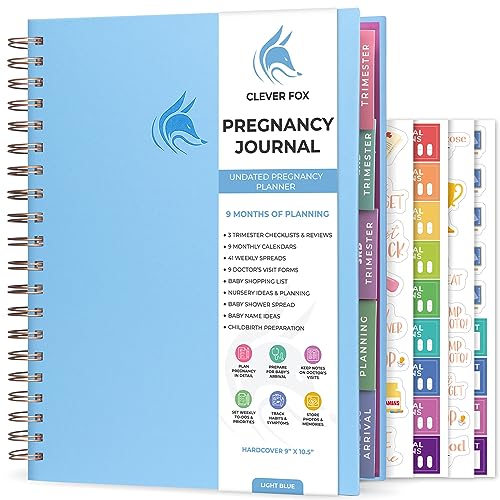 Clever Fox Pregnancy Journal, Expecting First Time Mom Planner Light Blue - color: Light Blue, size: 9" x 10.5" Regular Edition