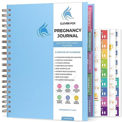 Clever Fox Pregnancy Journal, Expecting First Time Mom Planner Light Blue - color: Light Blue, size: 9" x 10.5" Regular Edition