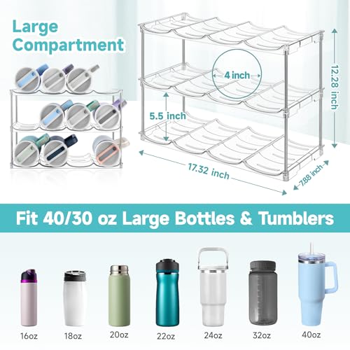 Stackable Water Bottle Organizer Large Compartment Water Bottle Holder - size: 3 pack