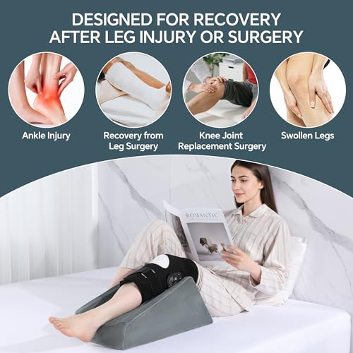 ROYALAY Knee Replacement Recovery Aids with Pockets, Knee Elevation Pillow Post Surgery with Handles, Leg Elevation Support After Hip Ankle Foot Surgery