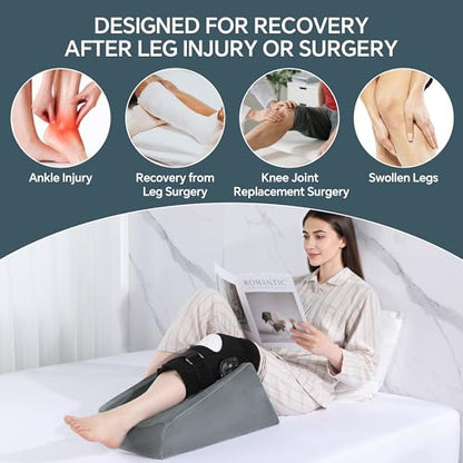ROYALAY Knee Replacement Recovery Aids with Pockets, Knee Elevation Pillow Post Surgery with Handles, Leg Elevation Support After Hip Ankle Foot Surgery