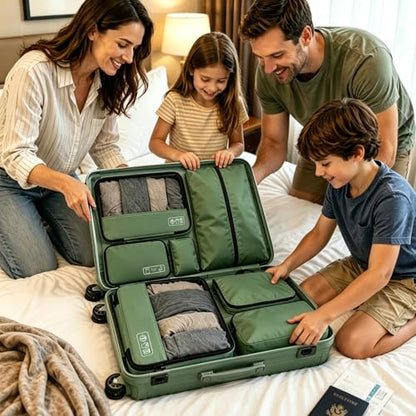 8-Piece Compression Packing Cubes for Travel, Organize Travel Essentials - color: Avocado Green-8 Set