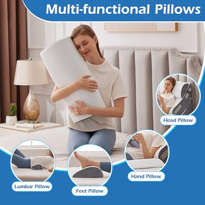 Ahpmeoa 6PCS Wedge Pillow Set for After Surgery, Sit Up Pillow, White - color: White
