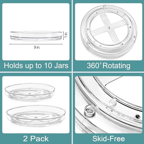 Sorbus Lazy Susan Organizer, Clear Turntable Organizer (Flat 2 Pack) - size: Flat
