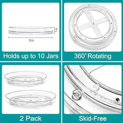 Sorbus Lazy Susan Organizer, Clear Turntable Organizer (Flat 2 Pack) - size: Flat