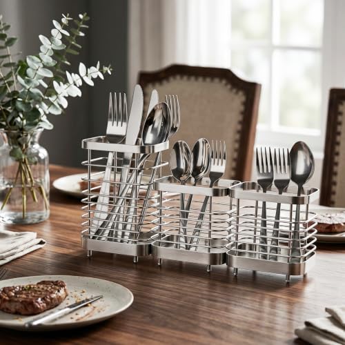 Utensil Holder, Stainless Steel Utensil Drying Rack for Kitchen Counter - color: 1 Large+2 Small