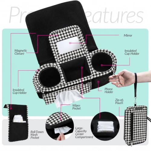 Swanoo Slip-Proof Stroller Caddy Organizer with Non-Slip Straps - color: Houndstooth