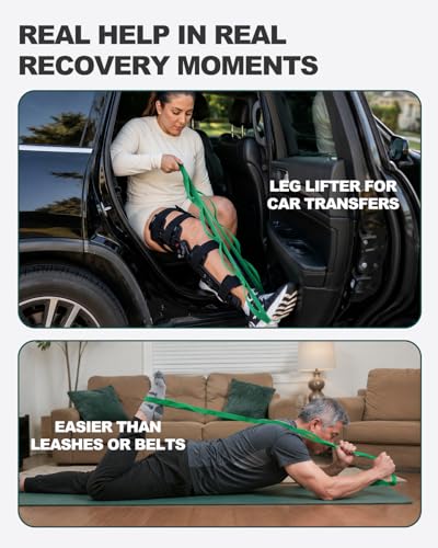 Trideer Stretching Strap with Loops for Physical Therapy,Non-Elastic - color: Green