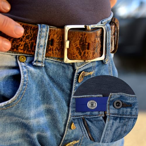 5 Pcs Elastic Pants Button Extender, Waistband Extenders for Men and Women Jeans Skirts Pants - color: Dark Blue