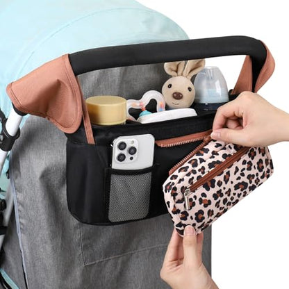 Accmor Universal Stroller Organizer with Insulated Cup Holder - color: Leopard