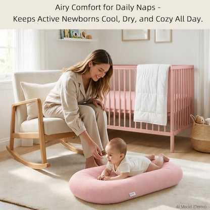 2 Pack Muslin Baby Lounger Covers, Covers Only, 35.5" x 20" - color: 2 Pack Rabbit Pink