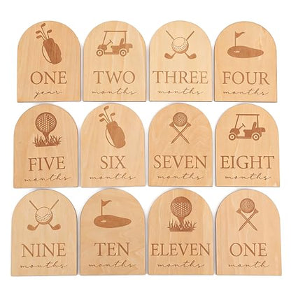 Wooden Golf 12 Monthly Milestone Markers,12 Monthly for Baby Boy
