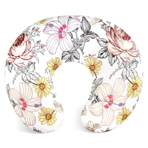 Nursing Pillow Cover, Stretchy Breastfeeding Pillow Slipcover for Baby Girls, Soft Snug Fits On Newborn Feeding Pillowcase, Floral - color: Floral