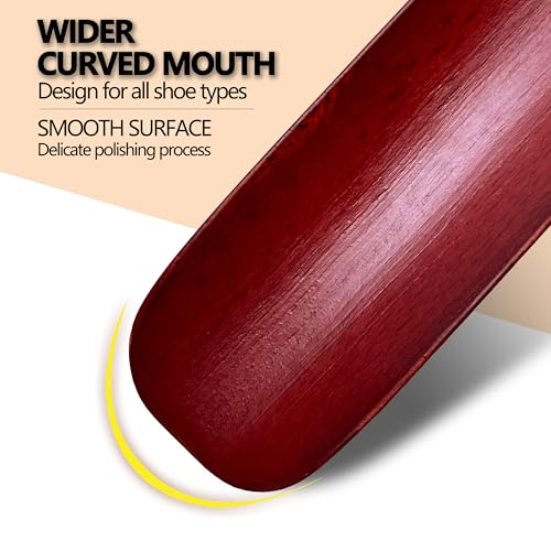 Myluxi Wooden Shoe horn Long Handle for Seniors,23.6in Shoe Helper - color: Staindedred-beech