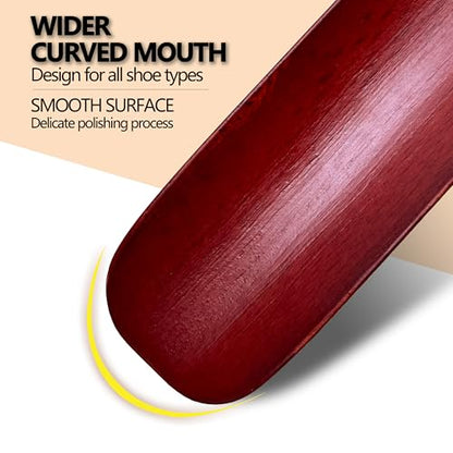 Myluxi Wooden Shoe horn Long Handle for Seniors,23.6in Shoe Helper - color: Staindedred-beech