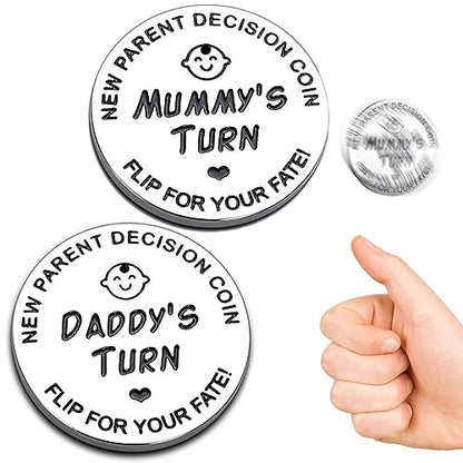 Funny Double Sided New Parents Decision Coin Pregnancy Gifts - color: Style A-Silver