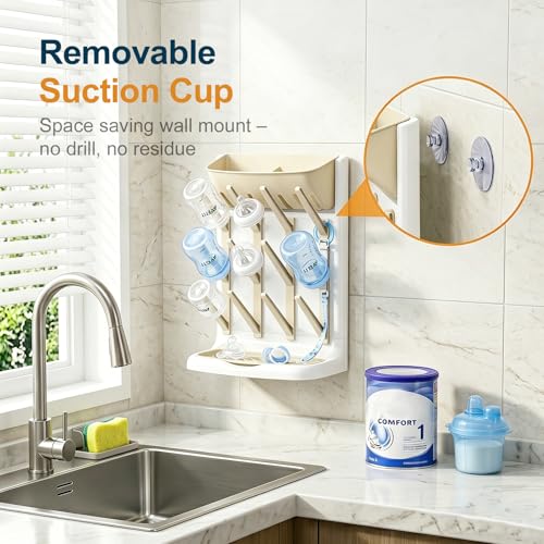 GoMaihe Baby Bottle Drying Rack: Space Saving Vertical Bottle Dryer Holder - color: Gray, size: Upgraded