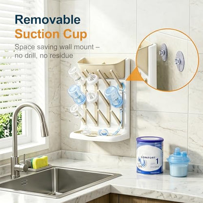 GoMaihe Baby Bottle Drying Rack: Space Saving Vertical Bottle Dryer Holder - color: Gray, size: Upgraded