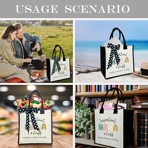 Important Stuff Shoulder Beach Bag - Canvas Tote Bag Gifts - color: Mama