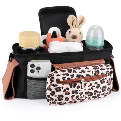Accmor Universal Stroller Organizer with Insulated Cup Holder - color: Leopard