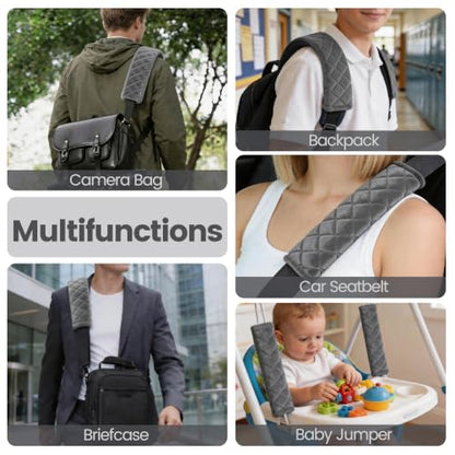 Amooca 2 Pack Seat Belt Covers Soft Shoulder Pad for Cars & Backpack - color: C: Dark Gray