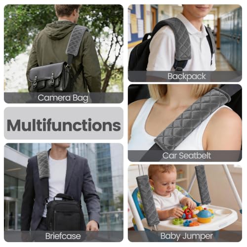 Amooca 2 Pack Seat Belt Covers Soft Shoulder Pad for Cars & Backpack - color: C: Dark Gray