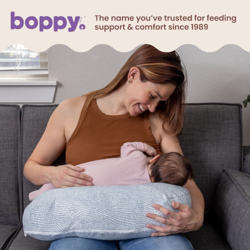 Boppy Nursing Pillow, Safe Ergonomic Breastfeeding & Baby Feeding Support - color: Blue Speckled Current