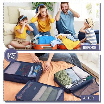 Silkfly 8 Pcs XL Packing Cube for Travel Luggage,Simple,Navy Blue - color: Navy Blue, size: Simple