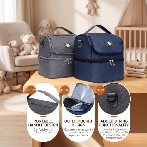 Breast Pump Bag with 2 Ice Packs Insulated Tote with Shoulder Strap - color: Blue