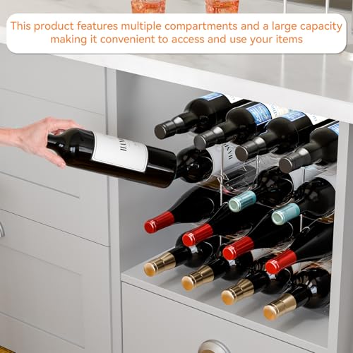 Yieach 2 Tier Stackable Wine Racks Countertop,Sturdy and Durable Wine Rack Free Standing Floor for Inside Cabinet,Clear Water Bottle Organizer and Wine Storage Racks Holder for Pantry,Table,Kitchen - size: 2 Pack-Hold 8 Bottle