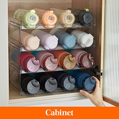Lifewit Stackable Water Bottle Organizer for Cabinet, Clear Tumbler Holder - size: 4 Tier-16 Bottle