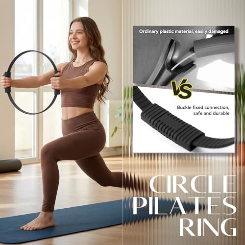 Pilates Kit, 13.5" Pilates Ring with Mini Ball & Resistance Bands - color: Black, size: Pilates Kit