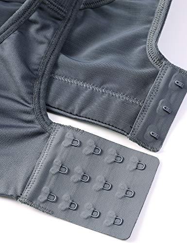 DELIMIRA Women's High Impact Sports Bra Front Adjustable Straps Underwire Plus Size Bra Full Figure - color: Stone Gray, size: 32E