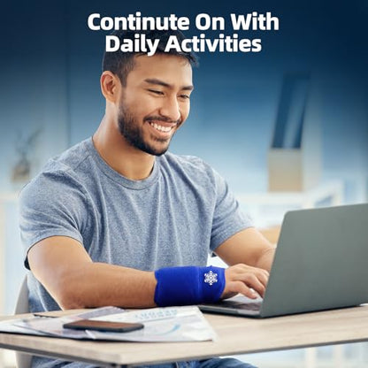 Comfytemp Wrist Ice Pack Wrap Carpal Tunnel Relief Wrist Brace 2 Packs - color: Dark Blue, size: 20"x4"