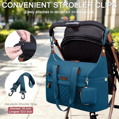 Pritent Diaper Bag Tote Waterproof Maternity Baby Bags with Pacifier Case - color: Blue, size: Medium