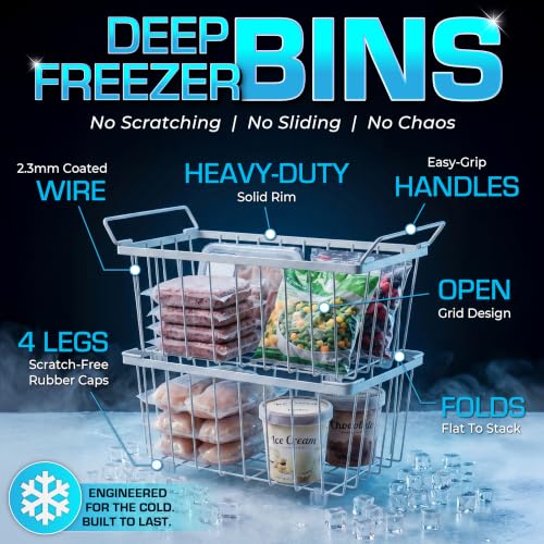 Freezer Organizer Bins 4-Pack, Fits Most 5–7 Cu. Ft. - White - color: White