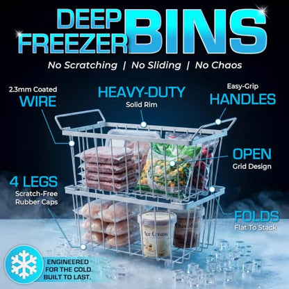 Freezer Organizer Bins 4-Pack, Fits Most 5–7 Cu. Ft. - White - color: White