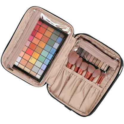NISHEL Large Makeup Bag Organizer, Double Layer Cosmetic Travel Case - color: Black, size: Extra Large